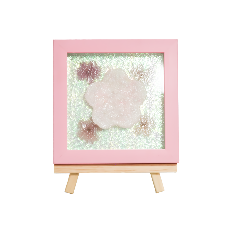 Yellow Wood Frame Cherry Blossom Art Lamp-Yozakura Rain