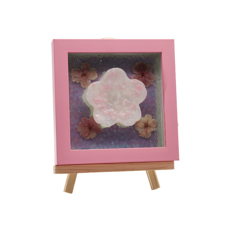 Amber Wooden Frame Water Ripple Cherry Blossom Art Lamp - Yozakura Rain