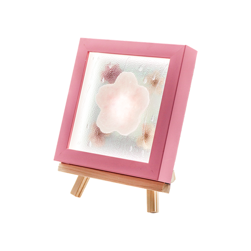 Yellow Wood Frame Cherry Blossom Art Lamp-Yozakura Rain