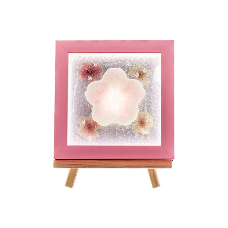 Yellow Wood Frame Cherry Blossom Art Lamp-Yozakura Rain