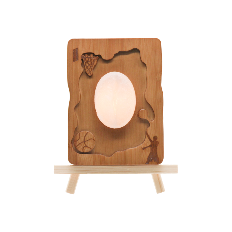 Walnut color sports style relief wood art lamp- malakas na hangin na humahabol sa anino/asul na apoy arc light