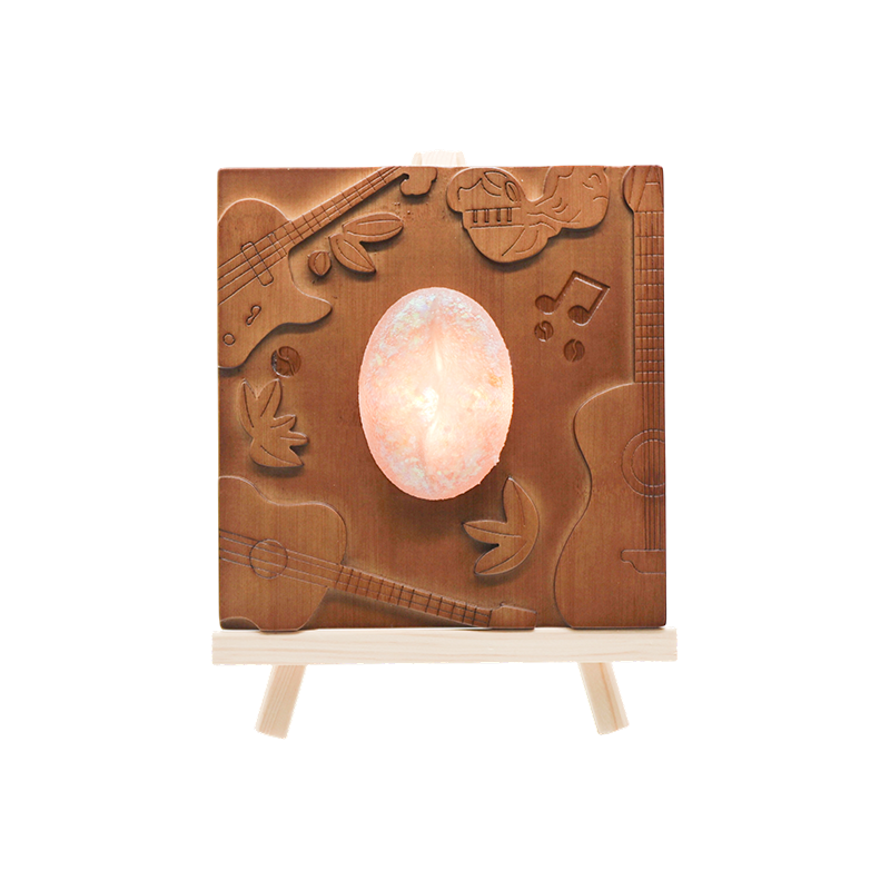 Dark brown log bottom music relief wood art lamp-wood rhyme